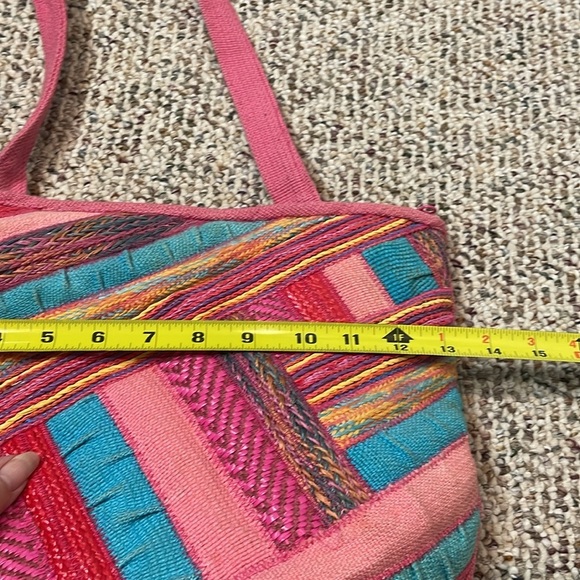 Pink and Teal Textured Cloth Purse, Philippines. - Picture 6 of 9